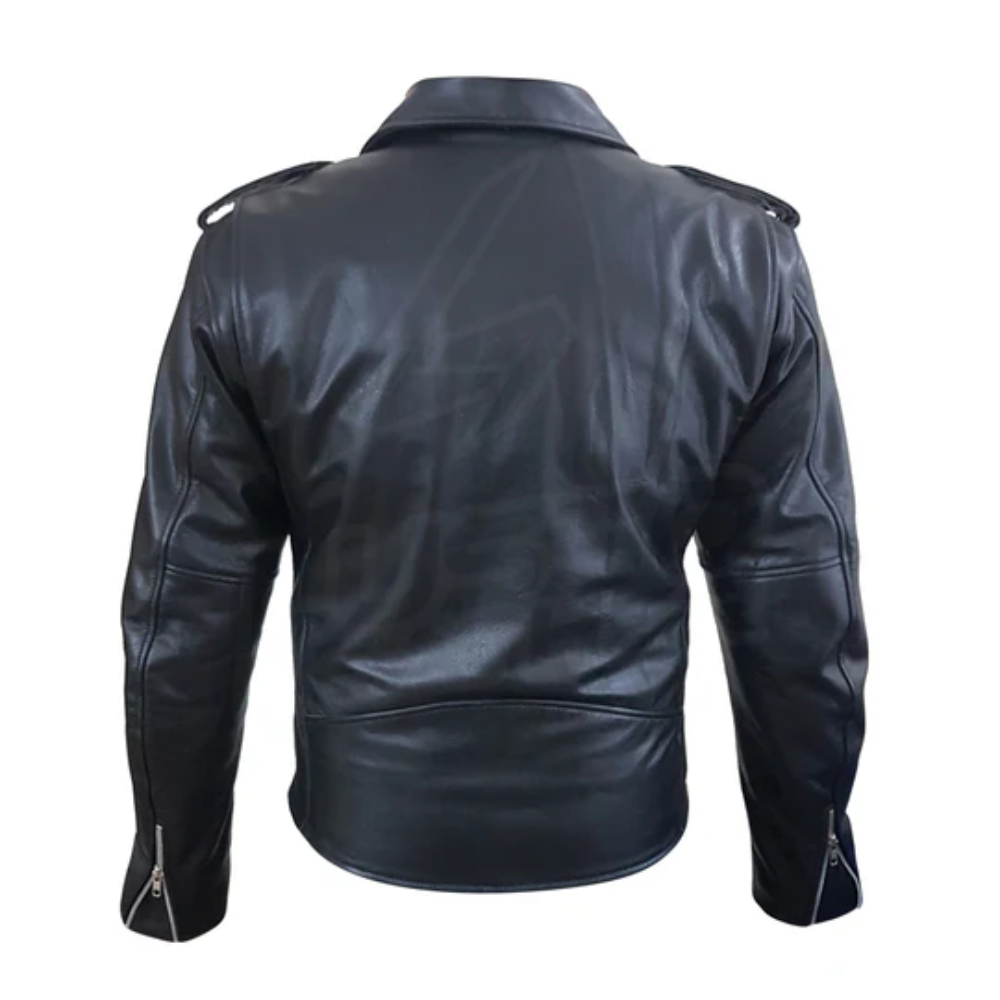 Powell Classic Black Leather Motorcycle Jacket